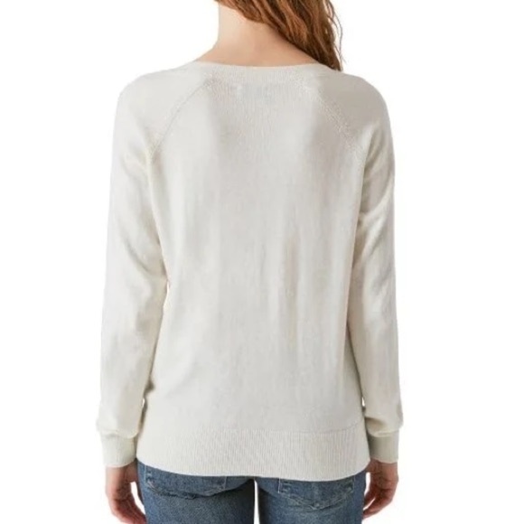 NWT Lucky Brand Soft White V-Neck Raglan Sleeve Split Hem Cotton Sweater… - Picture 13 of 13
